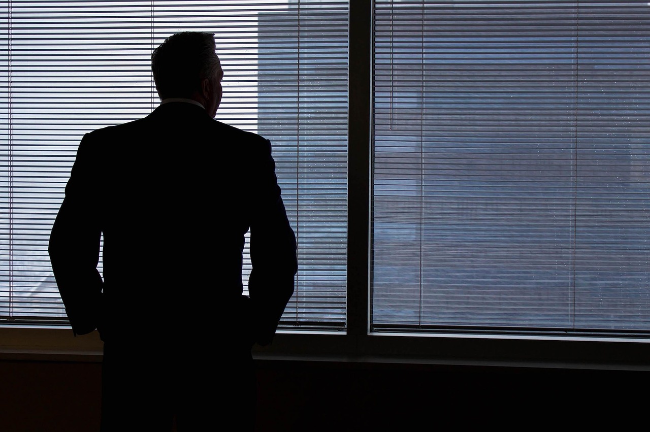 Businessman, silhouette, windows — Keeping On The Right Track